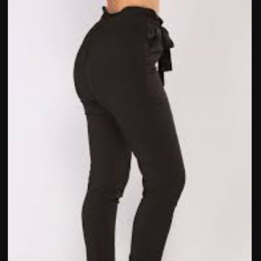 Fashion Nova Ribbed Black Trousers Classic Style Medium